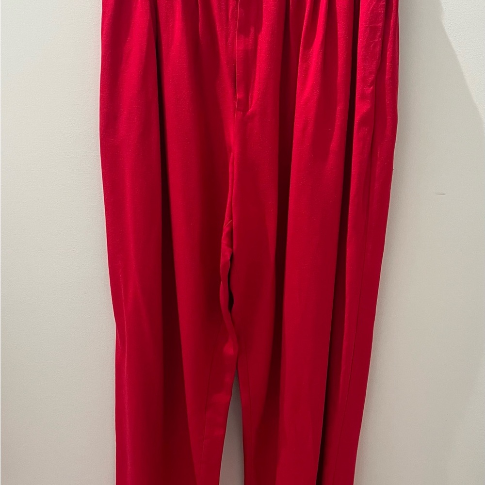 Vintage 80s Fuchsia Silk Noil High-Waisted Trousers – Made in Canada - Picture 4 of 5